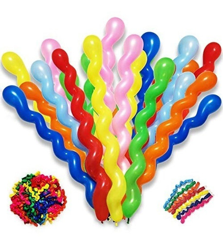 100 Globos Salchicha Espiral Cumpleaños Eventos Fiesta Niños