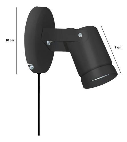 Velador Moderno Aplique Dormitorio Pared Lampara Movil Gu10 Color Negro