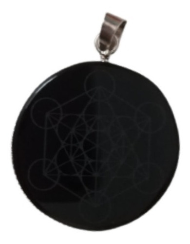 Imagen 1 de 1 de Dije Obsidiana Piedr Natural Cubo Metatron Geometría Sagrada
