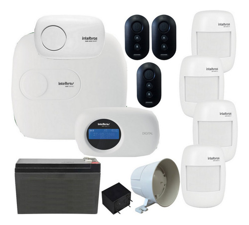 Kit Alarme 4 Sensor Presença Sem Fio Amt 2018e App Intelbras