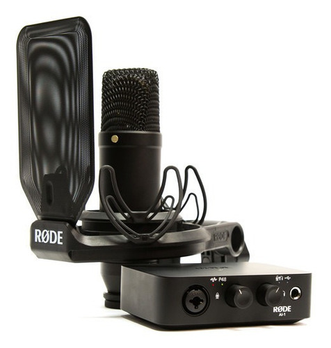 Microfone de estúdio Rode Kit NT1a+Ai1 com suporte Smr, cor preta