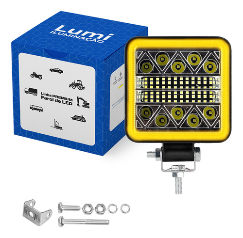 Kit 10 Refletor Luminário Farol 135w Led Quadrado Cor Da Carcaça Preto Cor Da Luz Branco Frio 6500k Com Angel 12v/24v