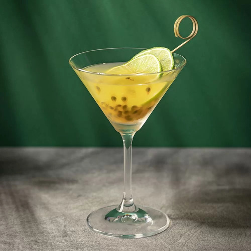 Jogo 4 Taças De Cristal Bohemia Titânio Para Martini 280ml