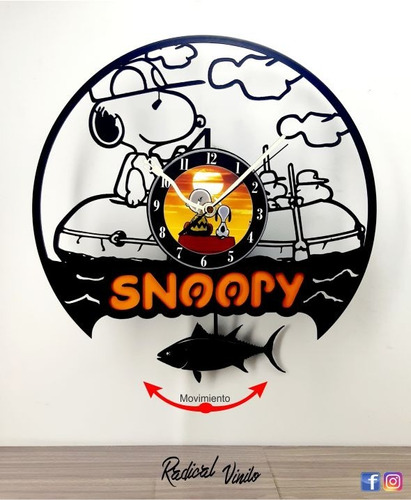 Reloj De Vinilo Con Pendulo Snoopy Decoracion