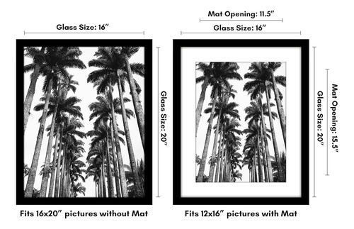 16x20 Picture Frame With Polished Plexiglass - Use As 12x16