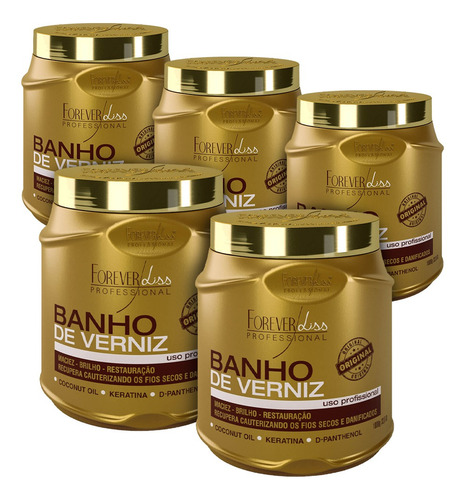 Kit 5 Máscara Banho De Verniz Forever Liss Hidratante 1000g