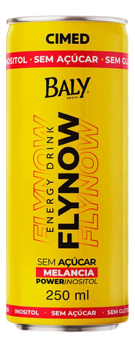 Energetico Baly Flynow Melância Sem Açucar 250ml Lata Cimed