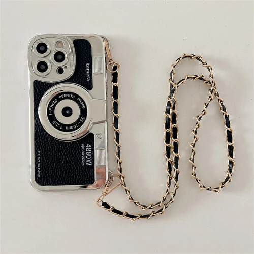 Funda Con Cámara Y Teléfono Para iPhone 16, 15 Pro Max, Funda Retro Con Cordón