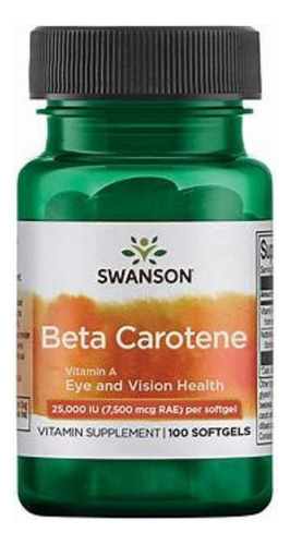 Vitamina A, Precursor. Beta Carotene 25.000 100 Softgels