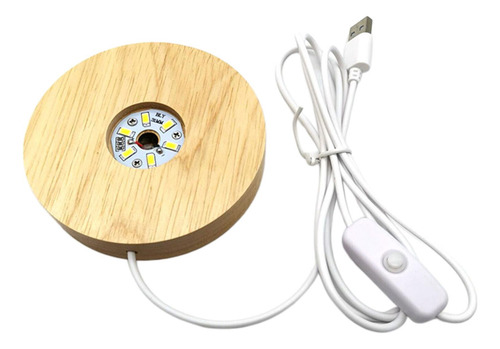 Lámpara De Con Base De Madera Led Con Puerto Luz 100mm_warm