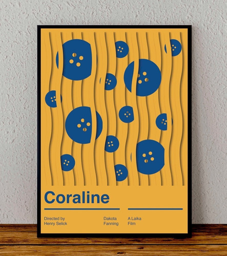 Cuadro 33x48 Poster Enmarcado Coraline Pelicula Fanning