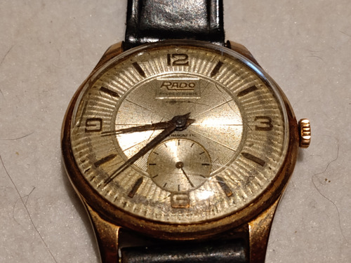 Antiguo Reloj Rado Deluxe Antimagnetic 37mm 17 Rubies Oro Negro Oro Metálico (Usado)