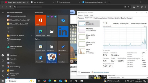Notebook Office Estud Barato Asus Grande I3 4gb 120ssd Preto (Usado)