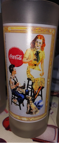 Coca Cola Vaso Esmerilado Mujer Sentada Edicion Memorabilia