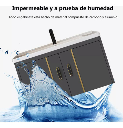 Kit De Lavabo Rectangular Para Baño Con Espejo Armario Grifo