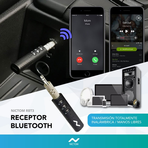 Receptor Bluetooth Batería Cn Control Volumen Manos Libres *