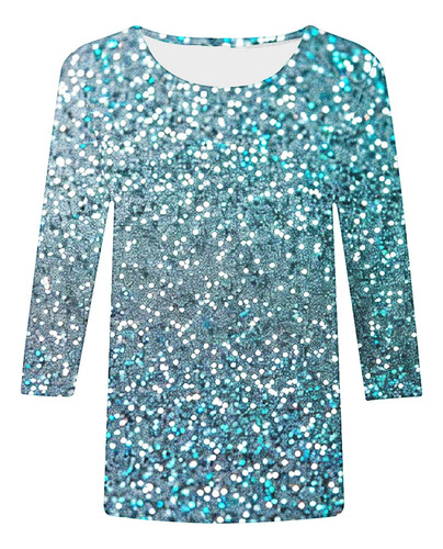 Blusas De Mujer Con Cuello Redondo Estampado Three Quarter S