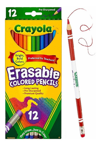 Lapis De Cor Apagavel Crayola Erasable 12 Cores