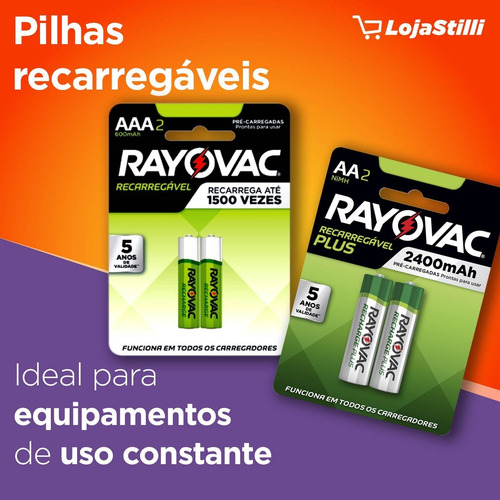 04 Pilhas Aa Recarregáveis 1350mah Rayovac 2 Cart C/ 2 Unid
