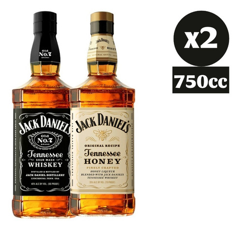 Pack 2x Whisky Jack Daniels 7 - Jack Honey 750cc Bourbon