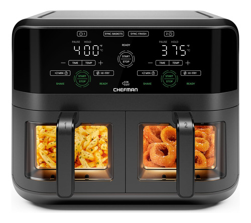 Forno Air Fryer Chefman, Cesta Dupla De 6 Litros, Preta, 170