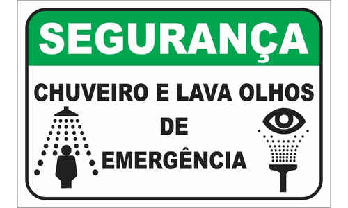 Placa Chuveiro E Lava-olhos De Emergência (30x20cm) Hm 
