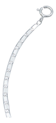 Pulsera Marinera Delgada Lisa Mujer Amor Plata 925 Color Plateado Diámetro 6 Cm Largo 18 Cm