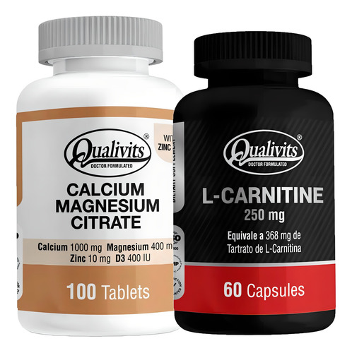 Calcio Magnesio Zinc Vitamina D3 L Carnitina 60cap Qualivits Sabor Sin Sabor