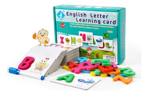 Juego Didáctico Tarjetas Madera Aprendizaje Abc Inglés.f