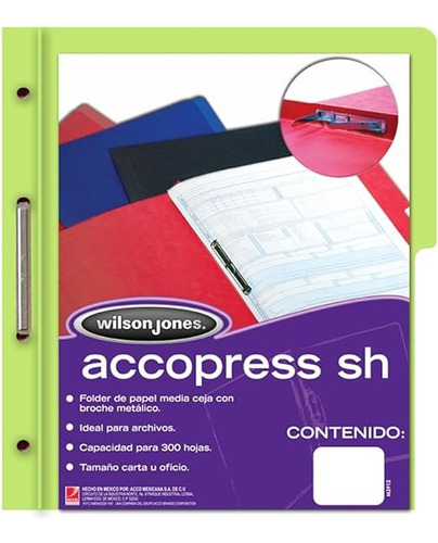 Wilson Jones Accopress Carpeta Con Broche, Color Verde /v