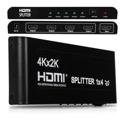Divisor Splitter Hdmi 4 Portas 4k Ativo Profissional