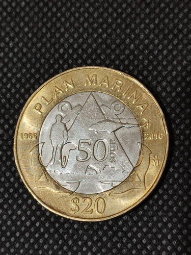 Moneda Conmemorativa 50 Aniversario Plan Marina 2016 $20 