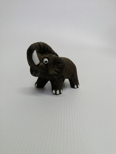 Escultura Elefante México En Ceramica Y Óleo Pequeño Antiguo