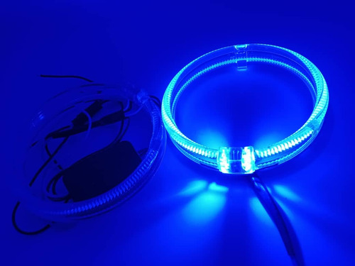 X2 Anillos Luz Led Circular Universal Ojos De Ángel Azul