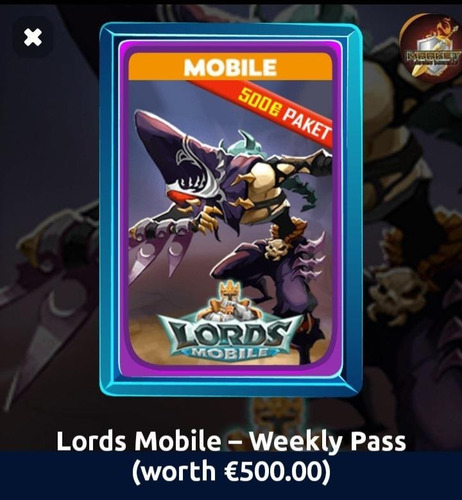 Imagen 1 de 1 de Codigo De Lords Mobile: Weekly Pass