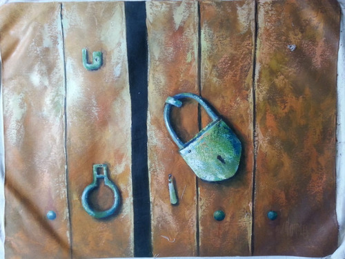 Cuadro Pinturas Al Oleo Obras Arte Puerta Candado