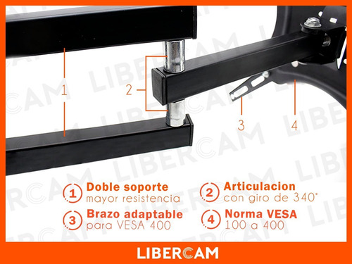 Imagen 6 de 10 de Soporte Para Tv Smart Movil Brazo Articulado 14 A 55 Pulgada