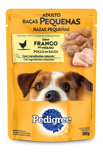 Alimento Pedigree Ao Molho Raças Pequenas para cachorro adulto de raça pequena sabor frango em saco de 100g