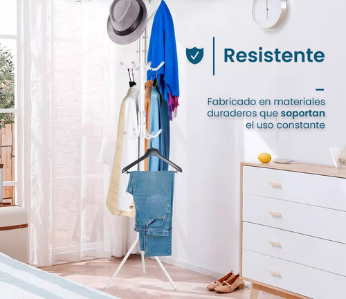 Perchero Pie 12 Ganchos Colgar Ropa Reforzado Moderno Hierro Känn Livet KL-Arbor Color Blanco