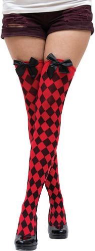 Medias De Arlequín Negro/rojo Accesorio Para Disfraz Alerqui