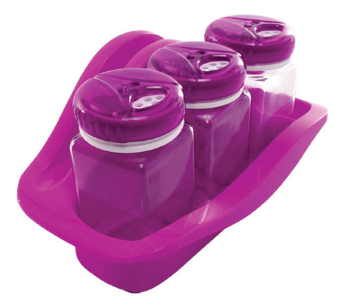 Saleros Grandes Vidrio 4 Pz Morado Cocina Mesa Comedor Crown