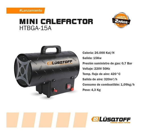 Calefactor Mini Cañon A Gas 13000 Kcal Lusqtoff Htbga15-a
