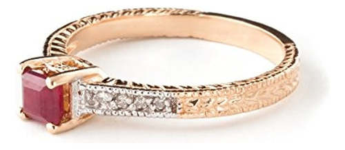 Gold Anillo Oro Rosa 14 Con Diamantes Rubi 65 Quilates 8