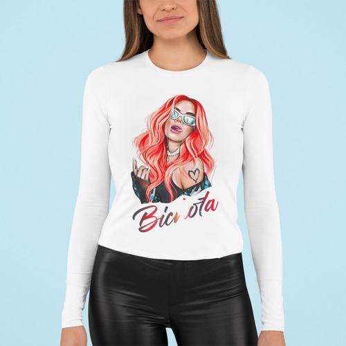 Polera Karol G Bichota Manga Larga Dama Elasticada Estampada