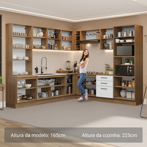 Armário De Cozinha Completa 549cm Agata Madesa 01 Rb Cor Rustic/branco