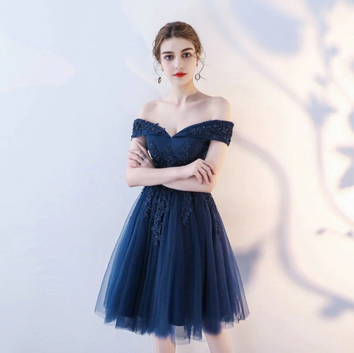 vestido curto debutante azul