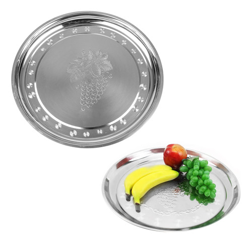 Pack X 5 Fuentes Bandeja Redonda Acero 33 Cm Gastronómica