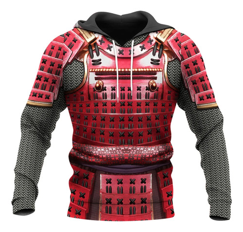 Sudadera De Manga Larga Con Estampado 3d De Armadura Samurai