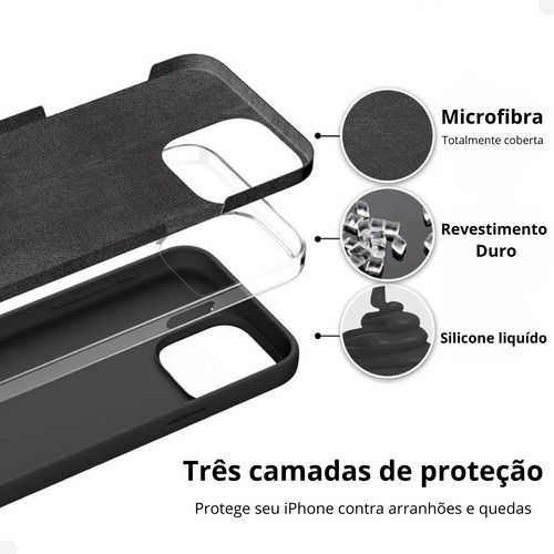 Capa Capinha Silicone Case Aveludada Compatível iPhone 13pro