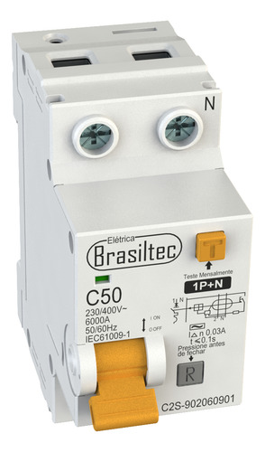 Disjuntor Diferencial Residual Bipolar 50a 30ma 2p